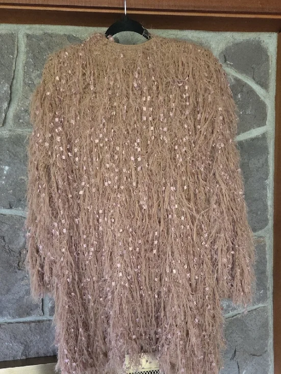 Altar'd State Taupe-Pink Shaggy Open Cardigan - Picture 3 of 3